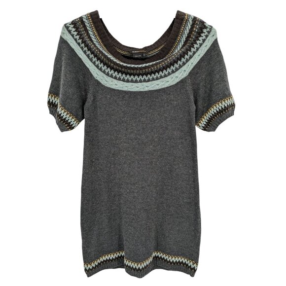 BCBG Fair Isle Knit Fair Isle Sweater Tunic Dress M Nordic Knit Y2K Cozy Scandi - Picture 1 of 10